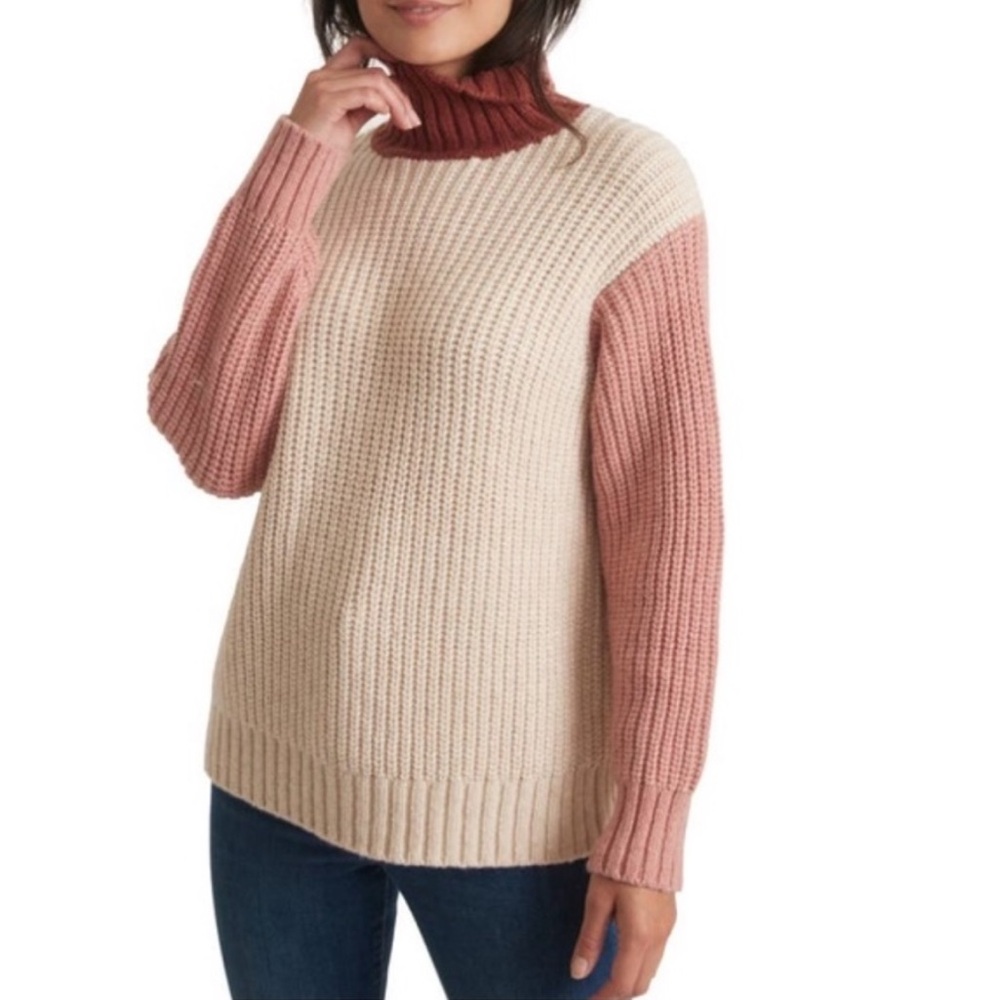 Marine Layer Juniper Wool Alpaca Blend Turtleneck Colorblock Sweater Small NWT